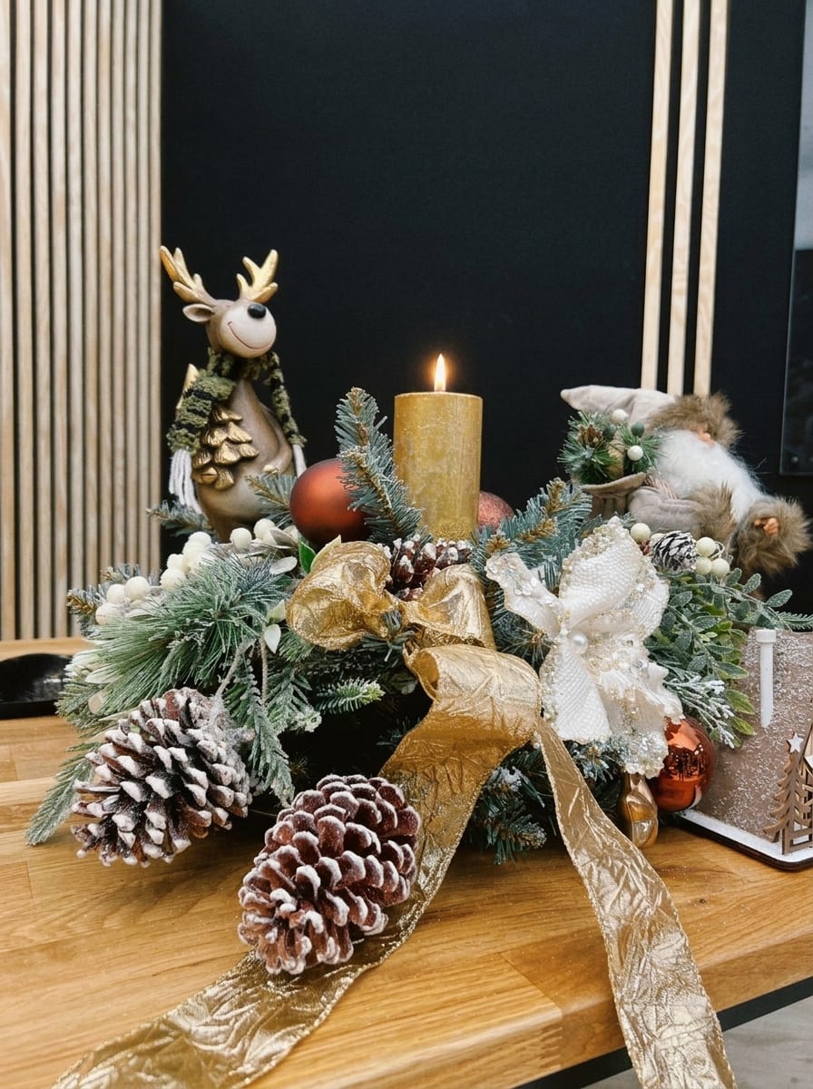 Adventkranz mit Kerzen und Zapfen