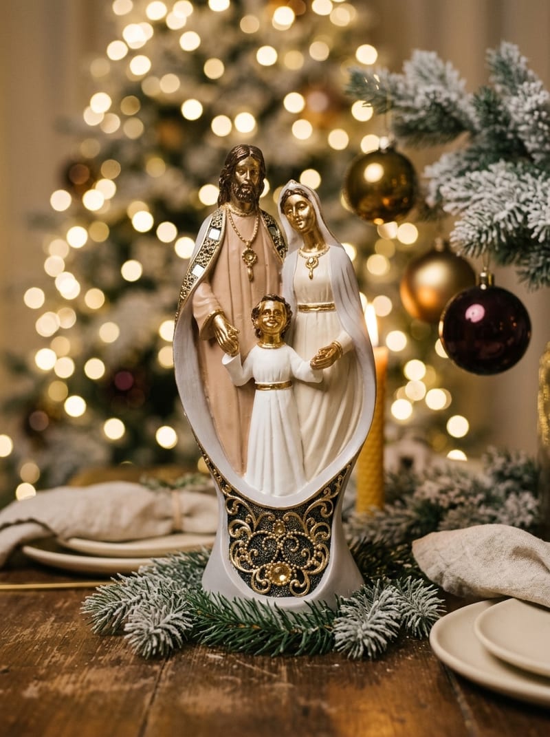 Farbenfrohe Weihnachtskrippe aus Keramik
