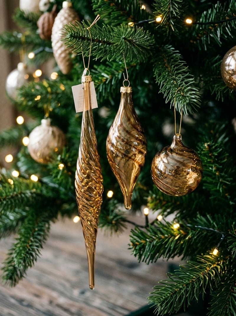Brauner Christbaumschmuck aus Glas