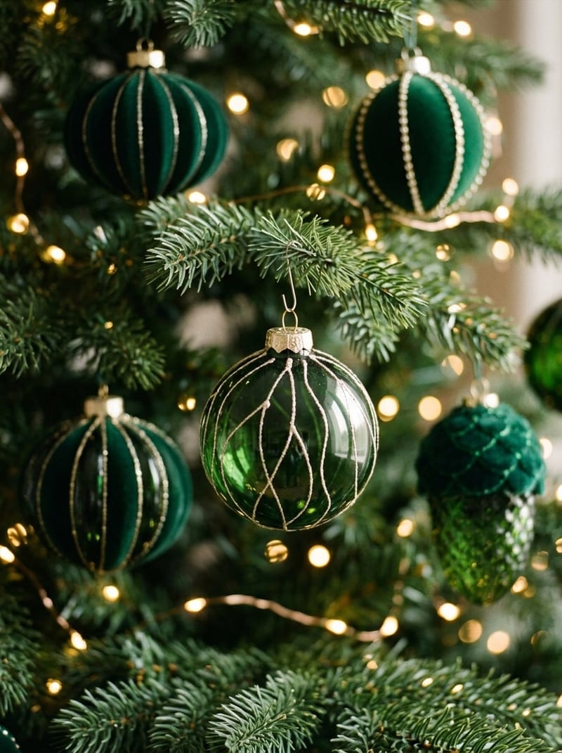 Smaragdgrüner Christbaumschmuck aus Glas