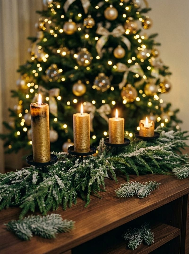 Großer grüner Adventkranz für vier Kerzen