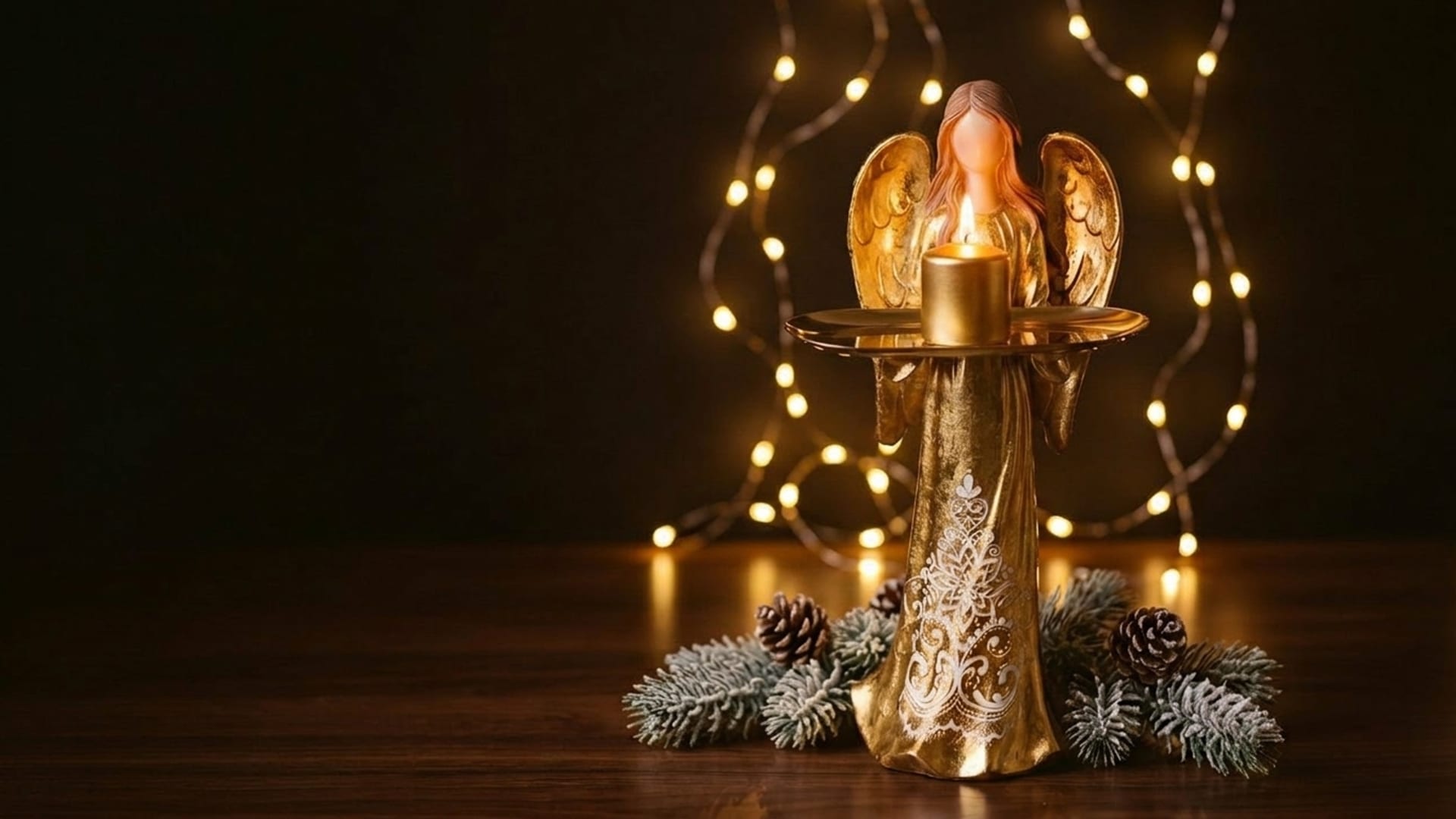 Goldener Engel mit Kerze